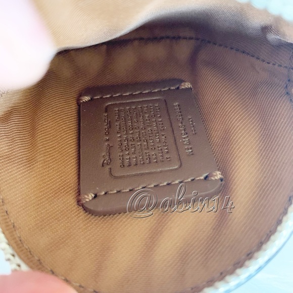 NWT Coach x Disney Round Leather Coin Case Pouch - Picture 5 of 6
